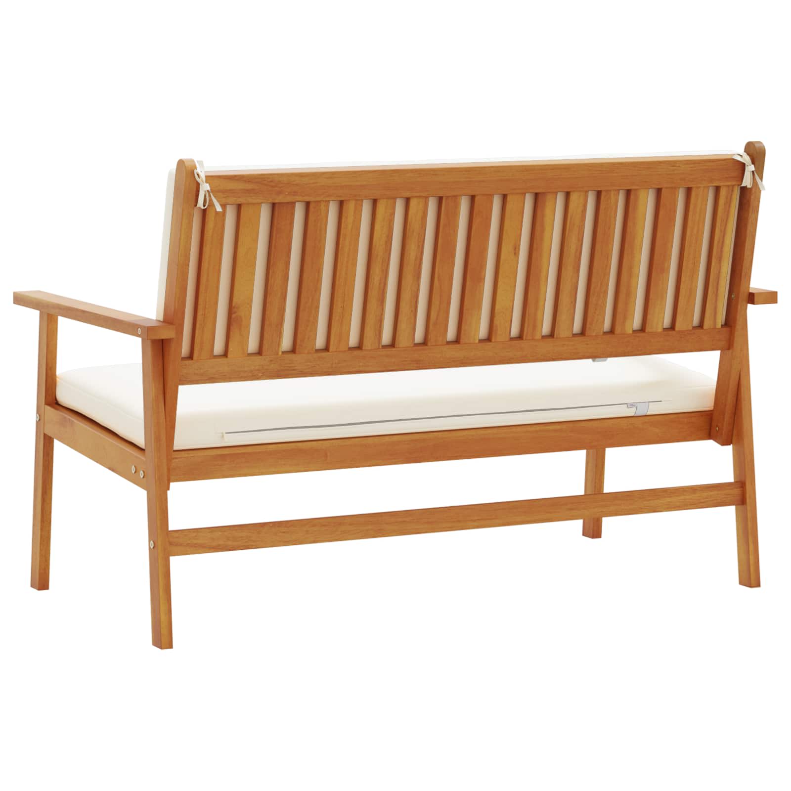 Garden Bench with Cushion Cream White Solid Acacia Wood