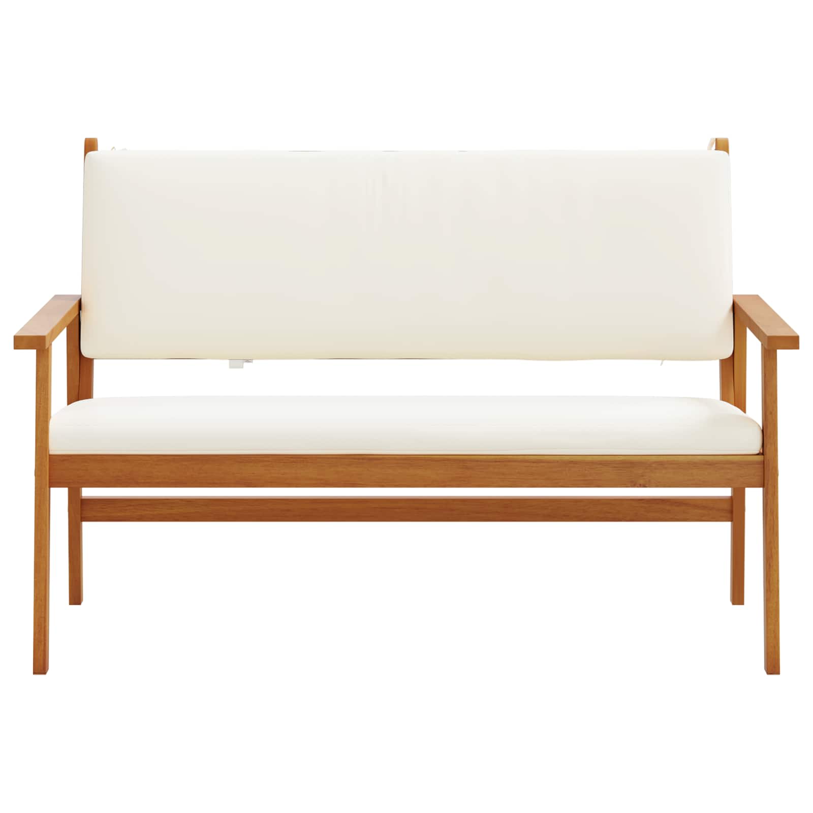 Garden Bench with Cushion Cream White Solid Acacia Wood