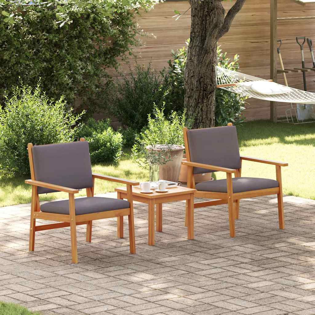 Garden Chair with Cushion 2 pcs Brown Solid Acacia wood