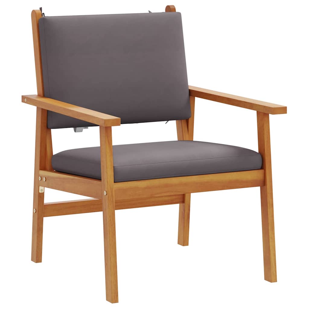 Garden Chair with Cushion 2 pcs Brown Solid Acacia wood