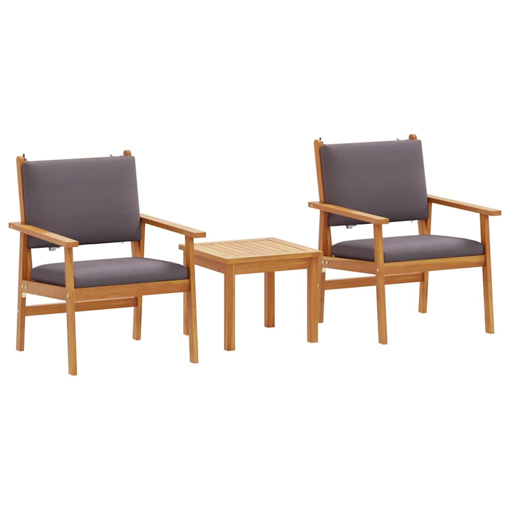 Garden Sofa Set 3 pcs 2-Seater Anthracite Solid Acacia Wood