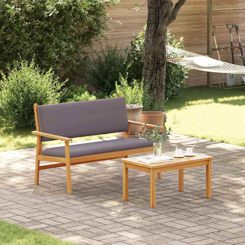 Garden Sofa Set with Cushion 2 pcs Anthracite Solid Acacia Wood