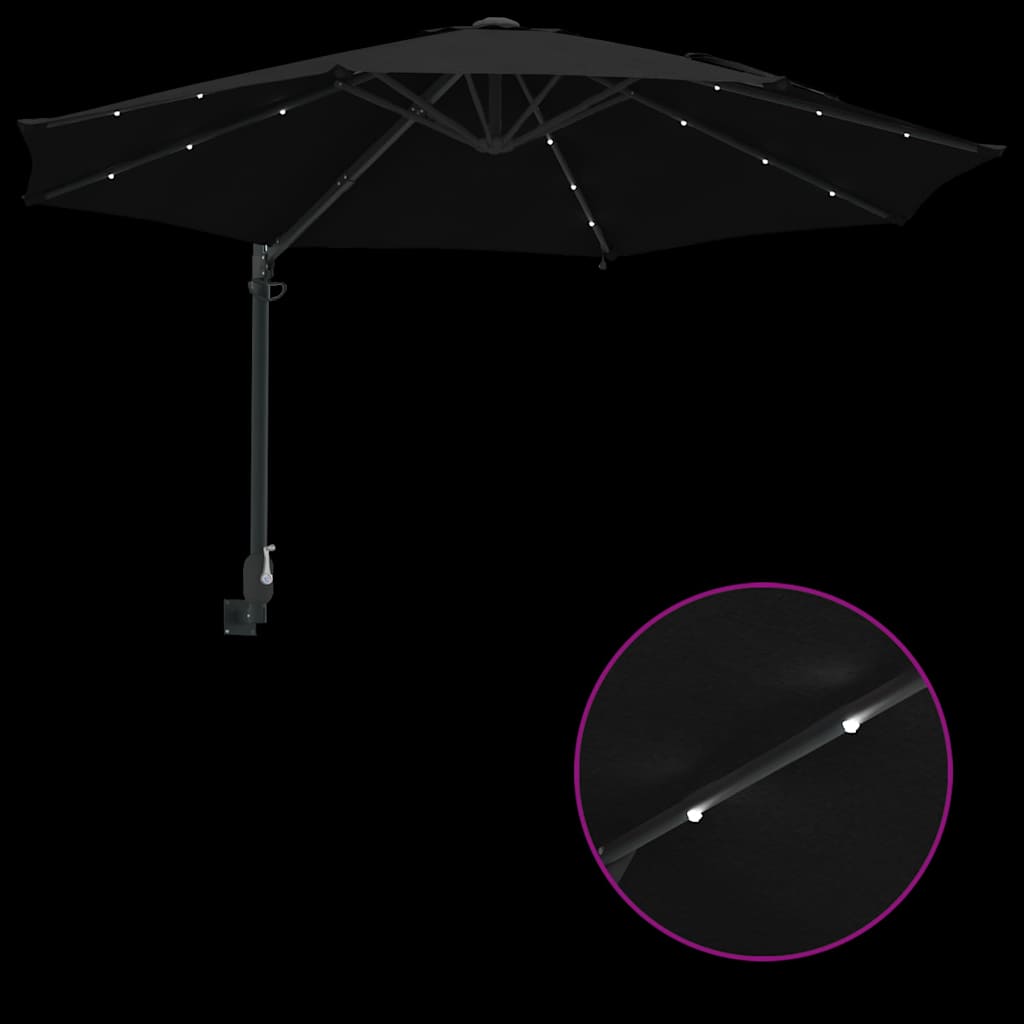 Garden Parasol Black 248 x 248 x 148 cm Polyester and Steel