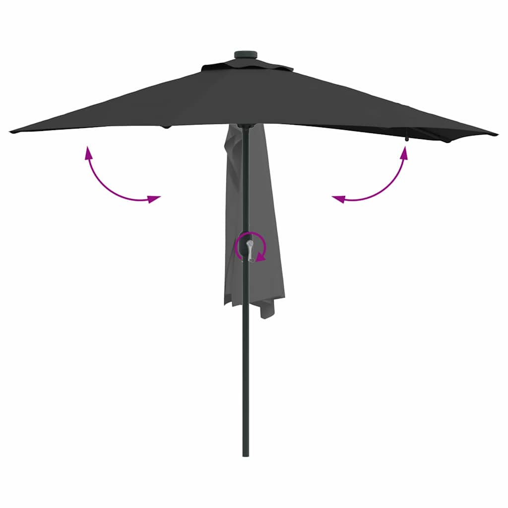 Garden Parasol Black 294 x 150 x 223 cm Polyester and Steel