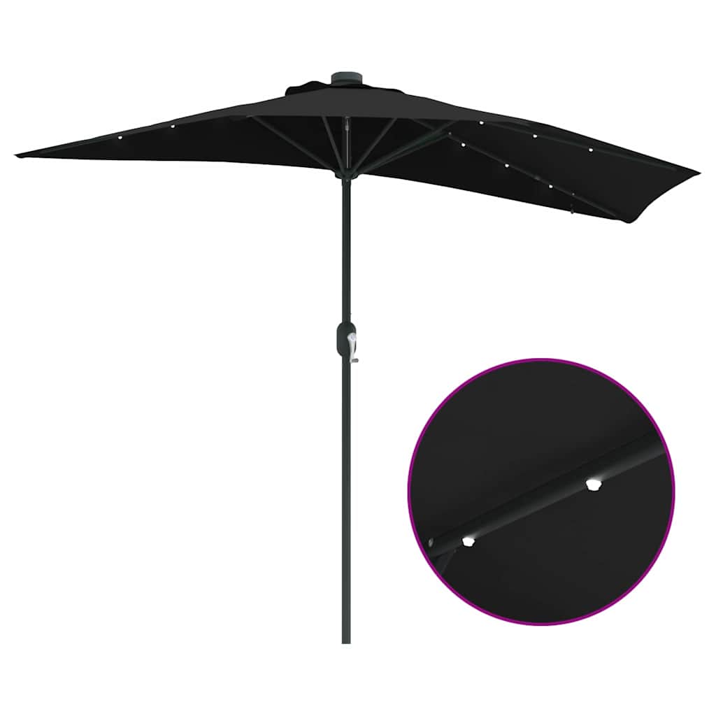 Garden Parasol Black 294 x 150 x 223 cm Polyester and Steel