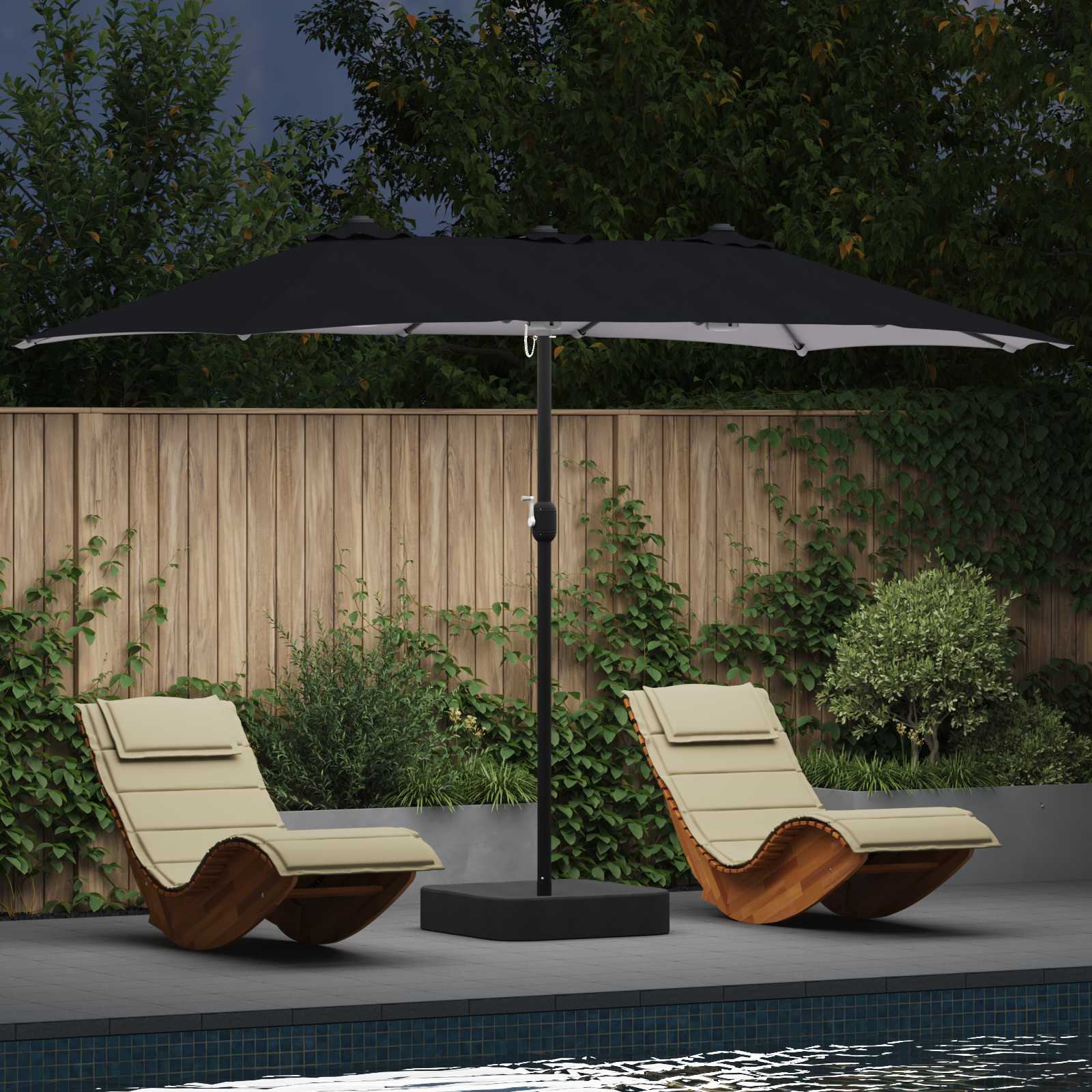 Garden Parasol Anthracite 385 x 209 x 244 cm Polyester