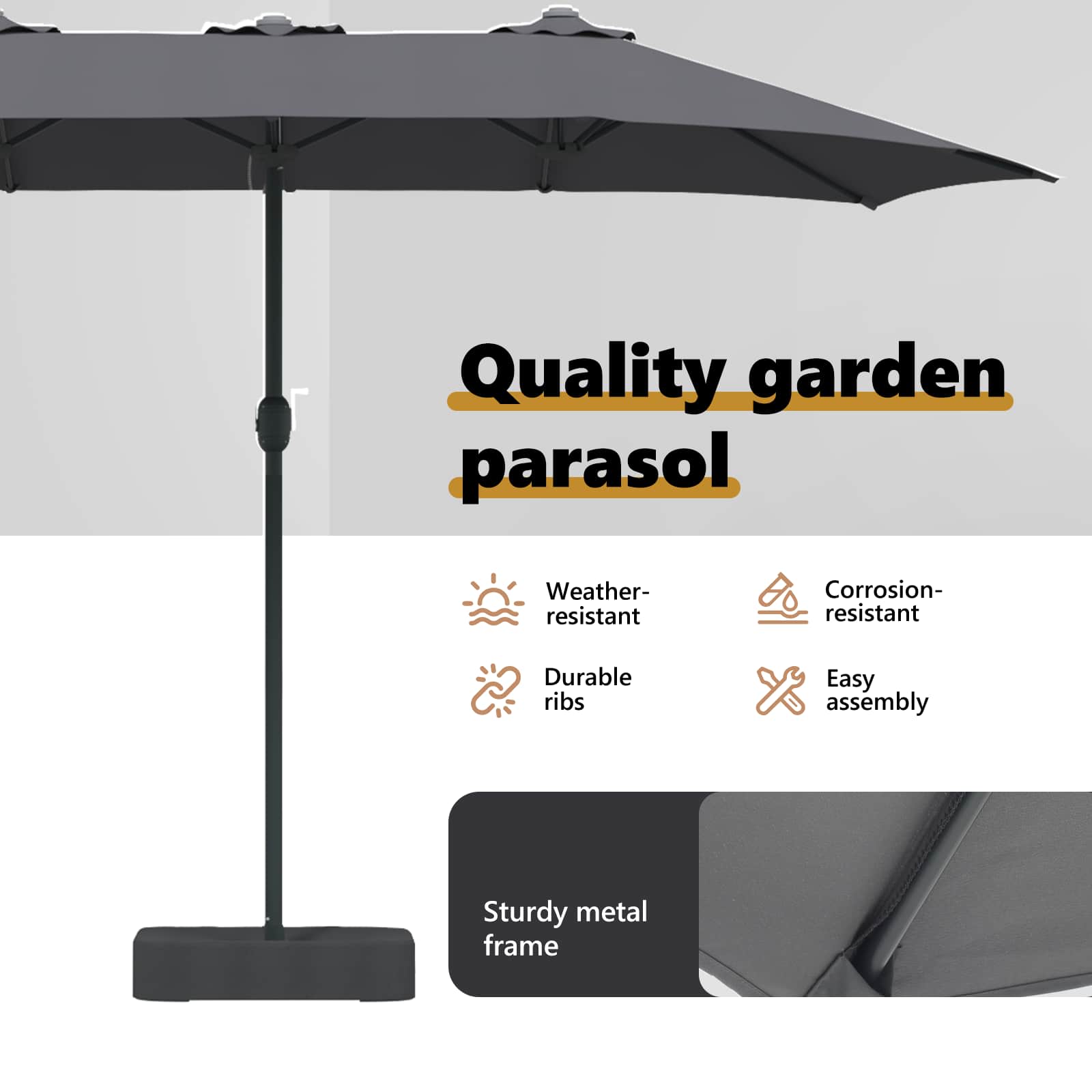 Garden Parasol Anthracite 385 x 209 x 244 cm Polyester