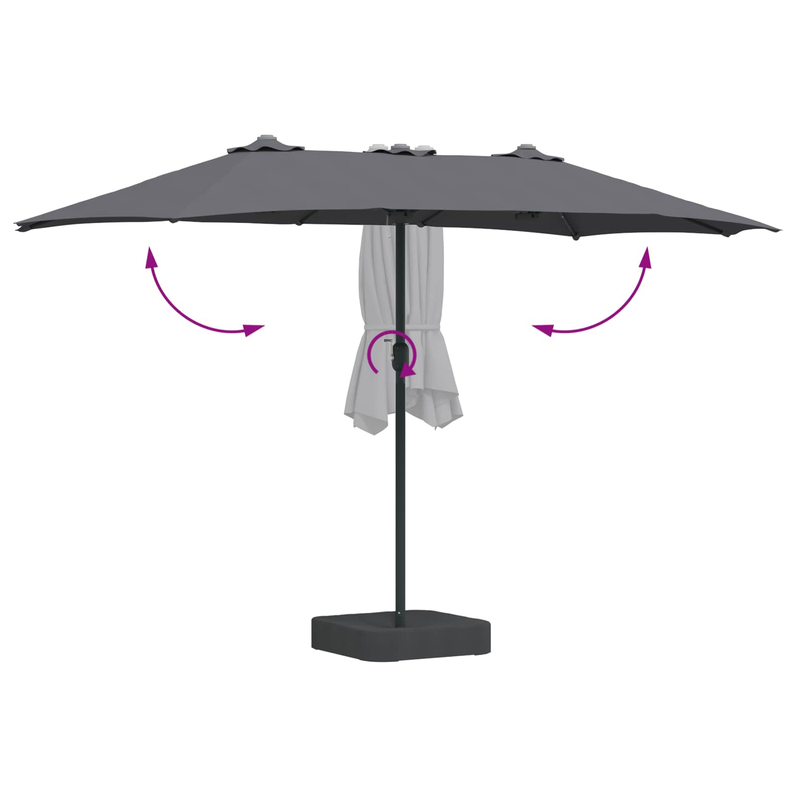 Garden Parasol Anthracite 385 x 209 x 244 cm Polyester
