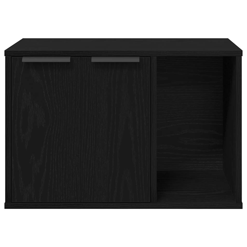 Cat Litter Box Enclosure Black Oak 60x40x40 cm Engineered Wood