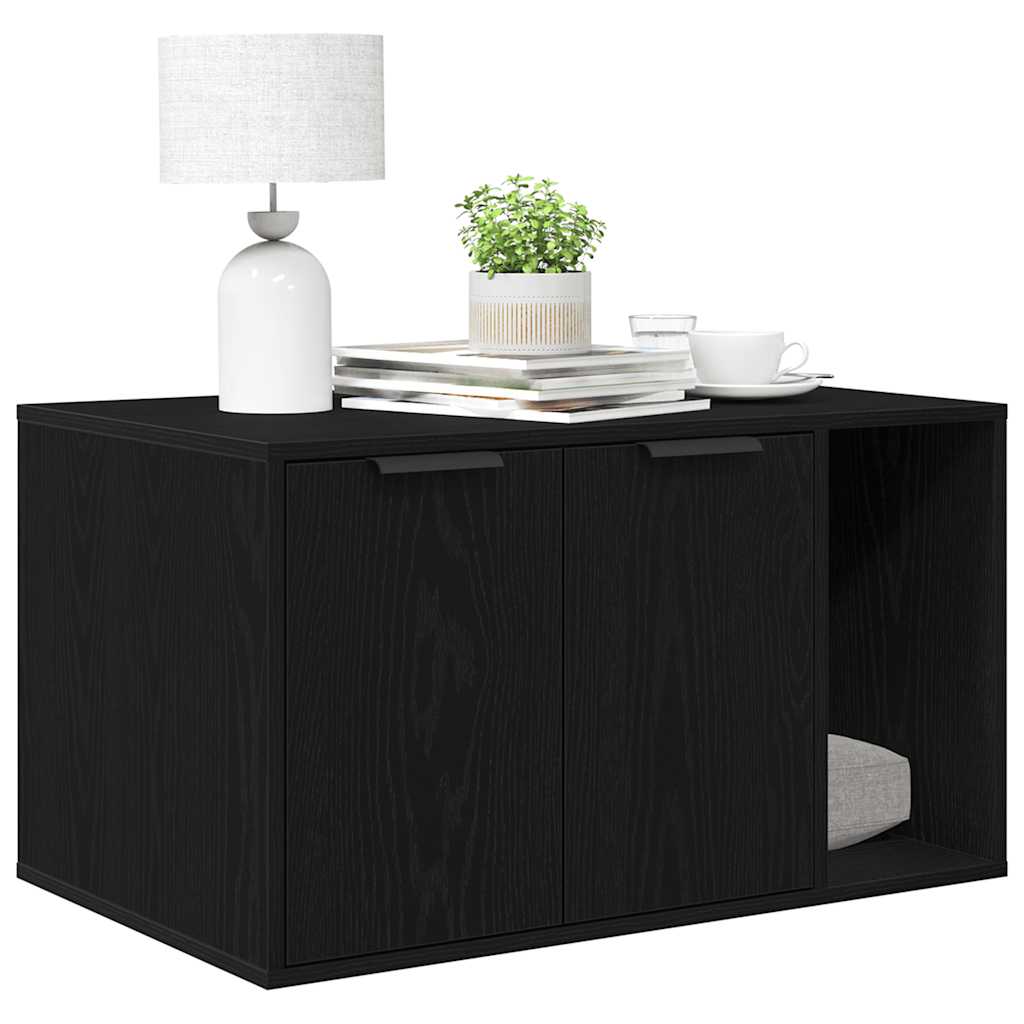 Cat Litter Box Enclosure Black Oak 80x50x45 cm Engineered Wood