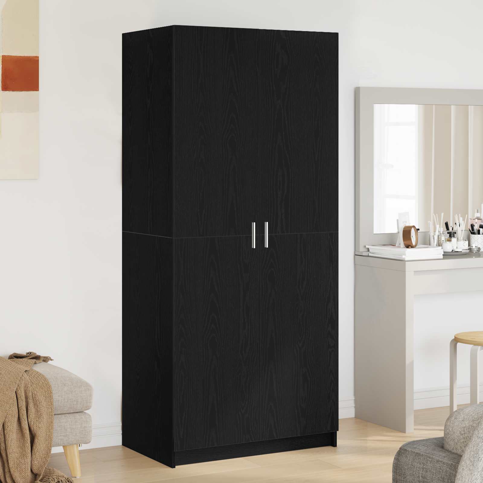 Wardrobe with Door Black Oak 80 x 50,5 x 180 cm Engineered Wood