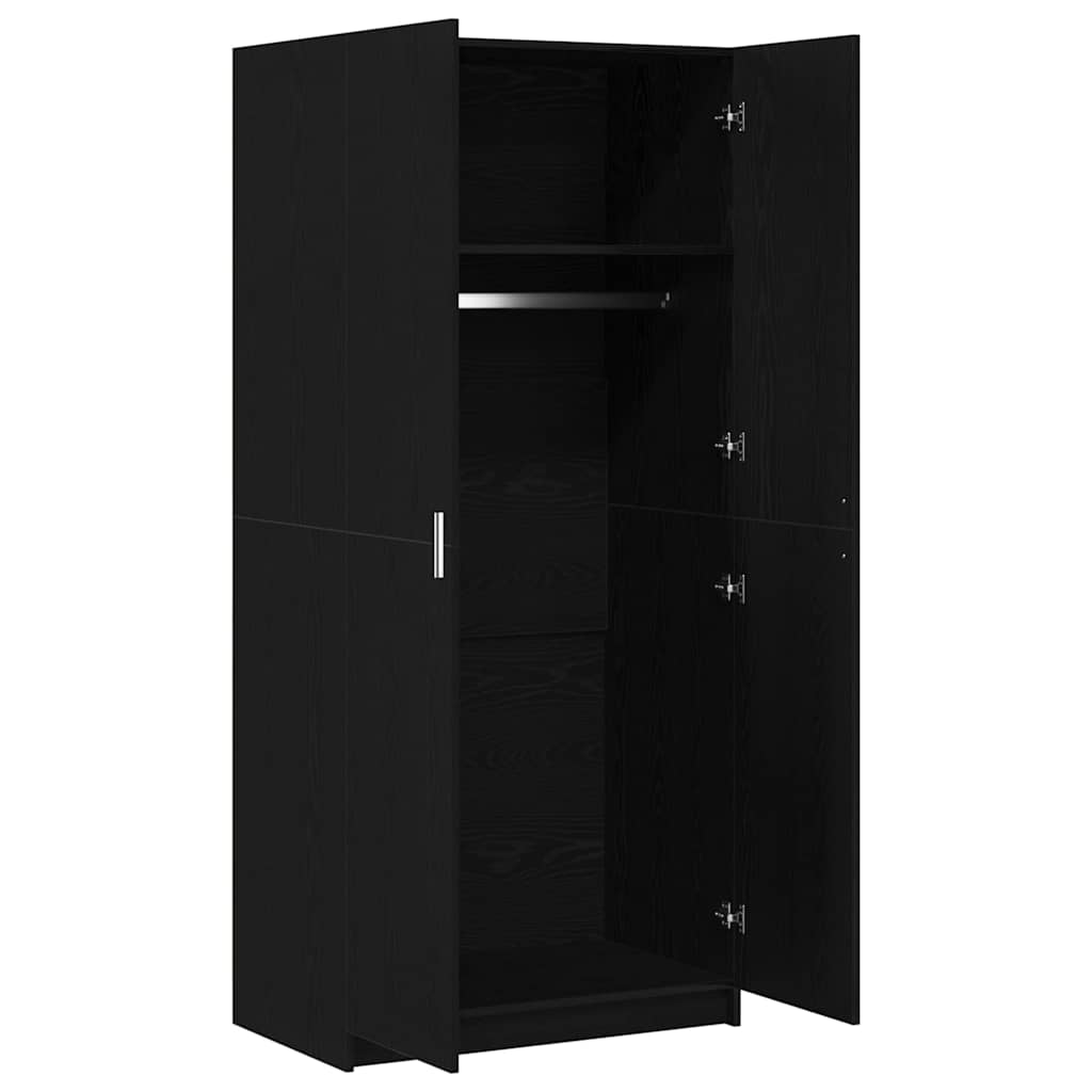 Wardrobe with Storage Black 80 x 51 x 180 cm Engineered wood