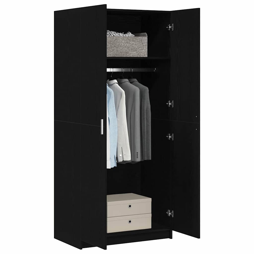 Wardrobe with Storage Black 80 x 51 x 180 cm Engineered wood