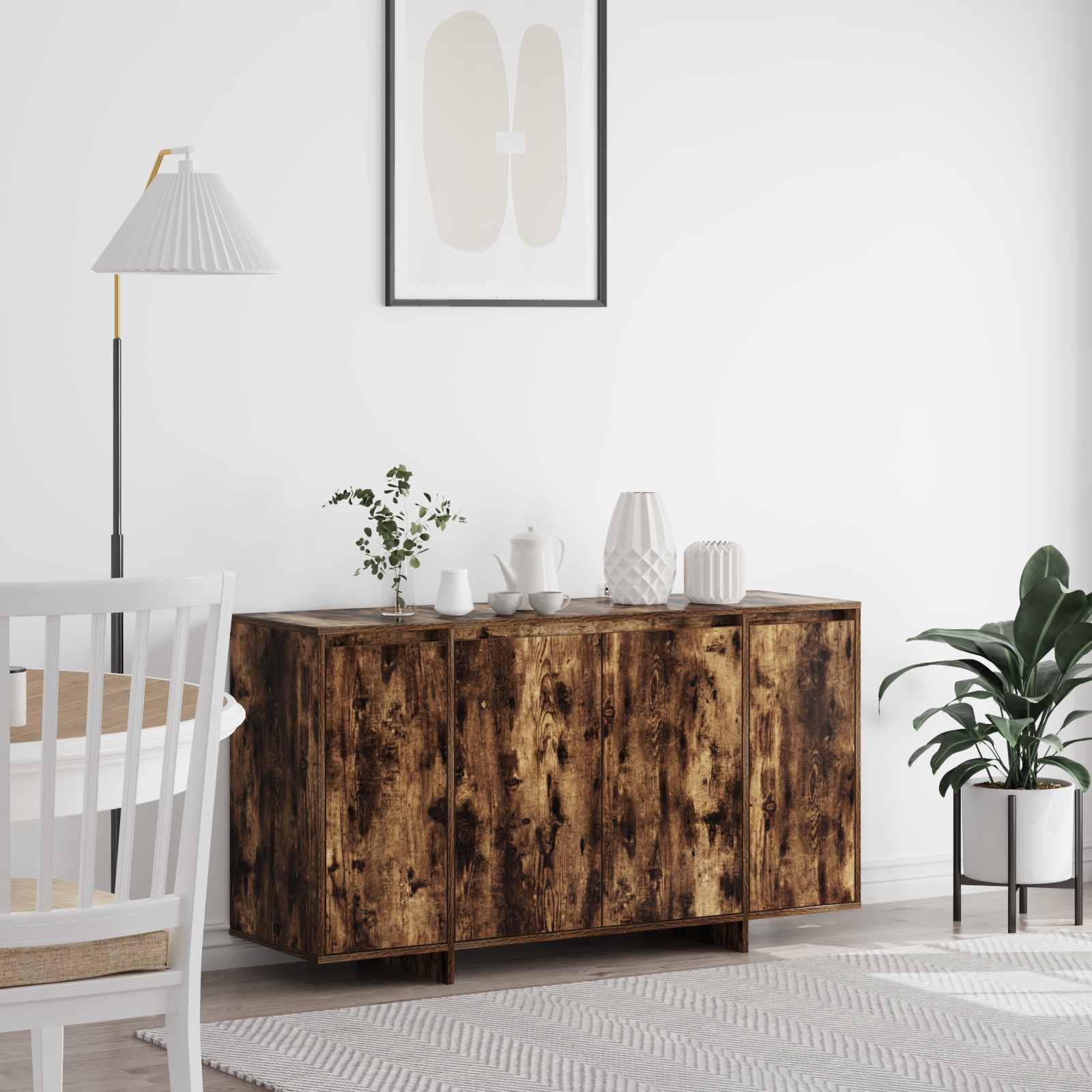 Sideboard Smoked Oak 135 x 41 x 75 cm Engineered Wood