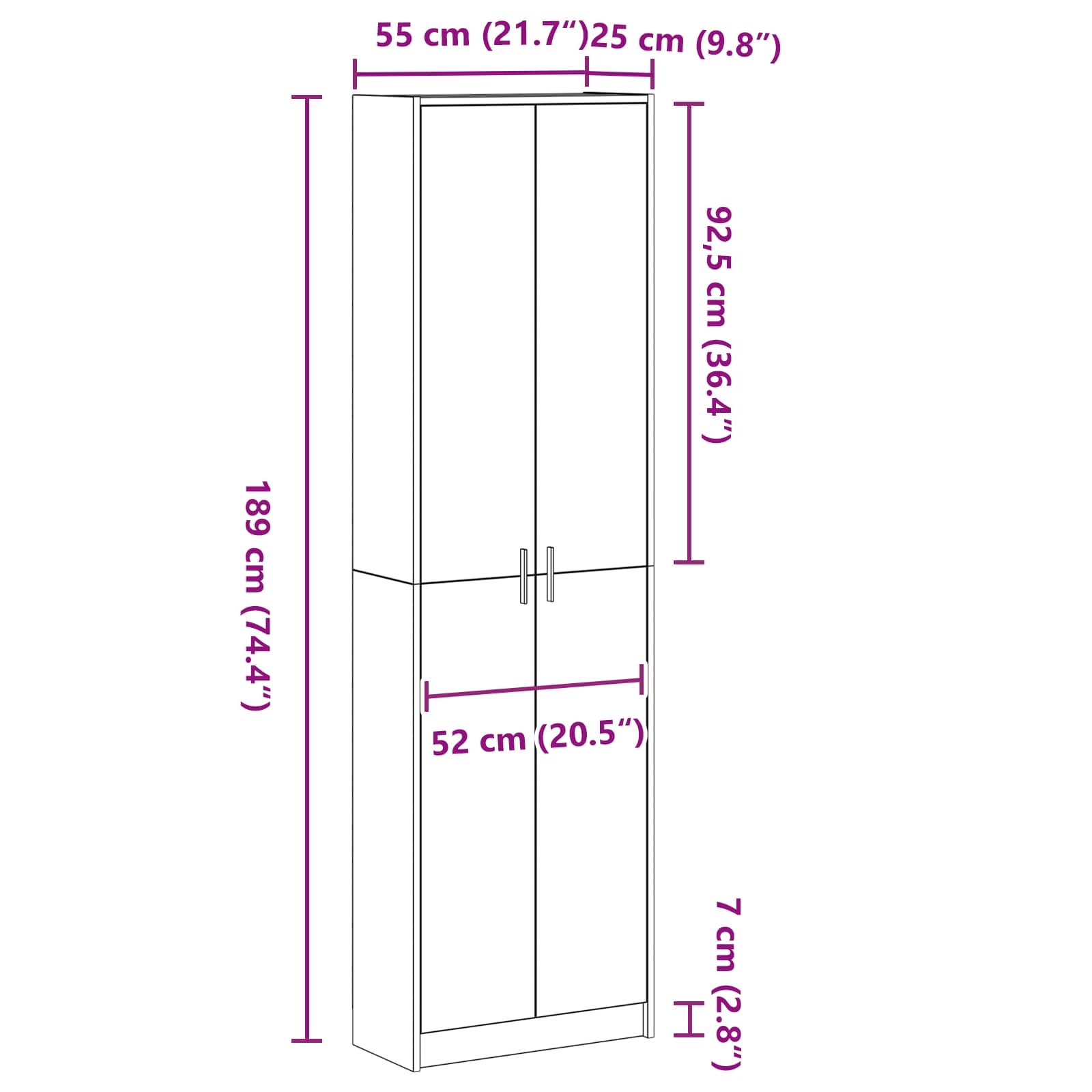 Wardrobe White 55 x 25 x 189 cm Engineered Wood