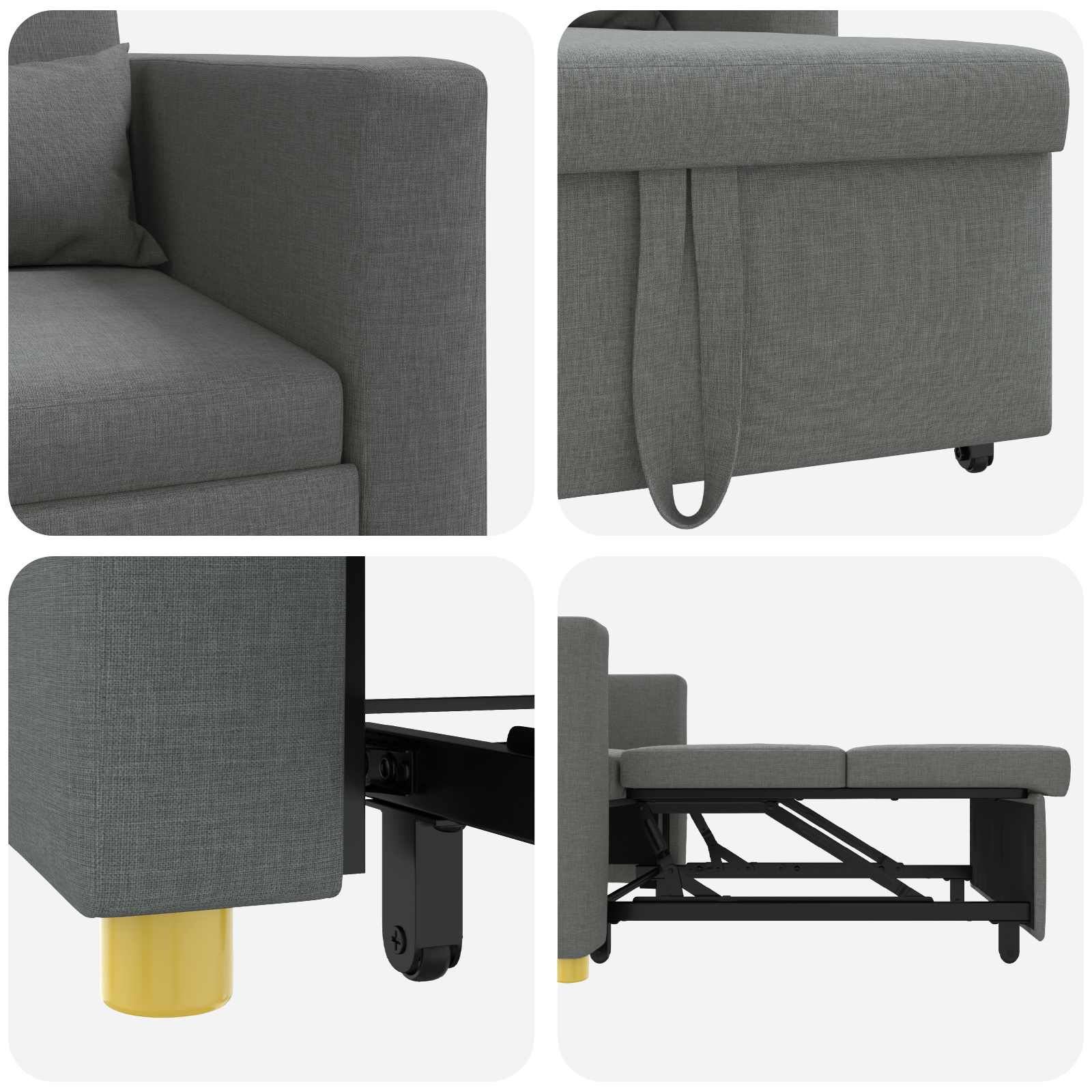 Pull out Sofa Bed Single Dark grey 90 x 165 x 87 cm Fabric