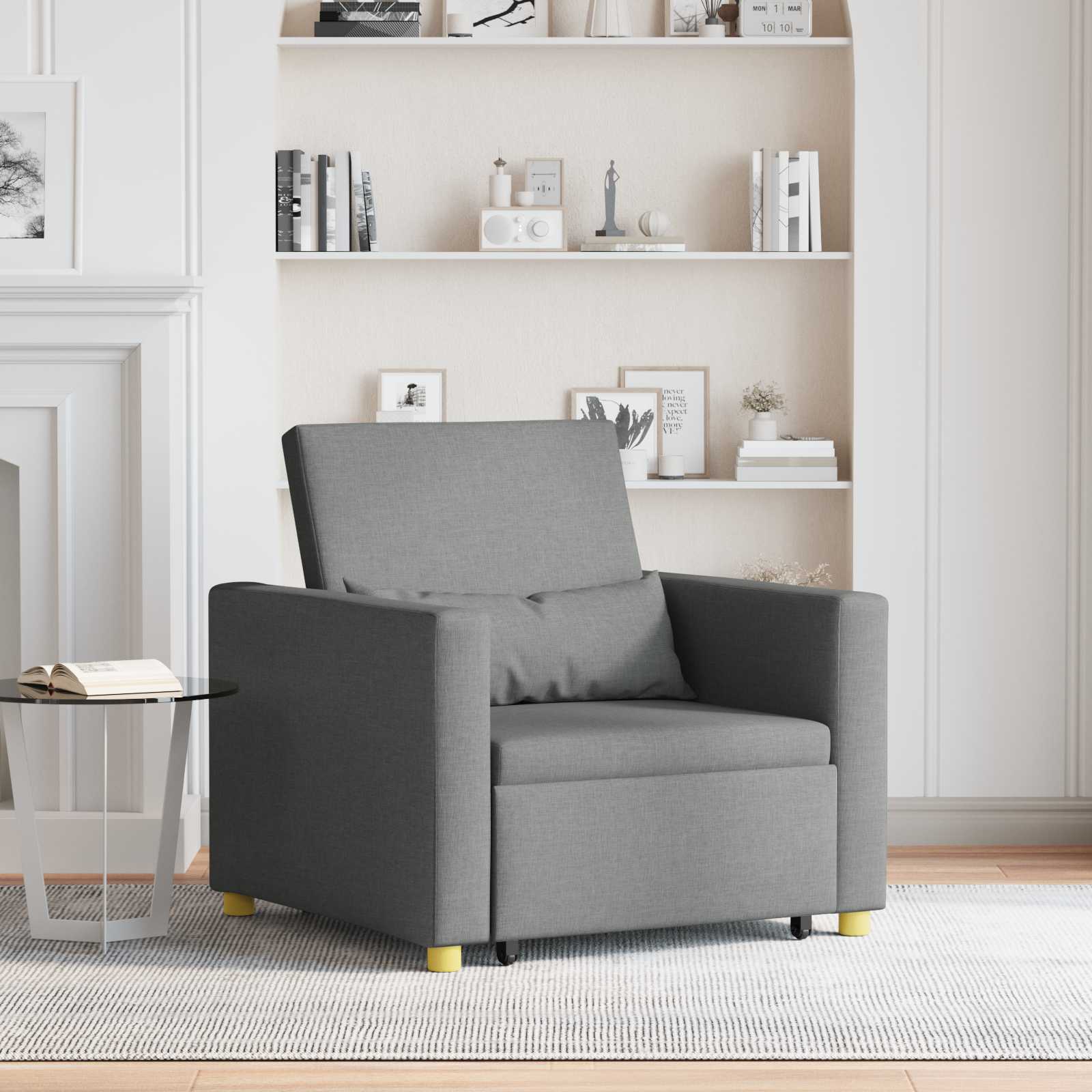 Pull out Sofa Bed Single Dark grey 90 x 165 x 87 cm Fabric