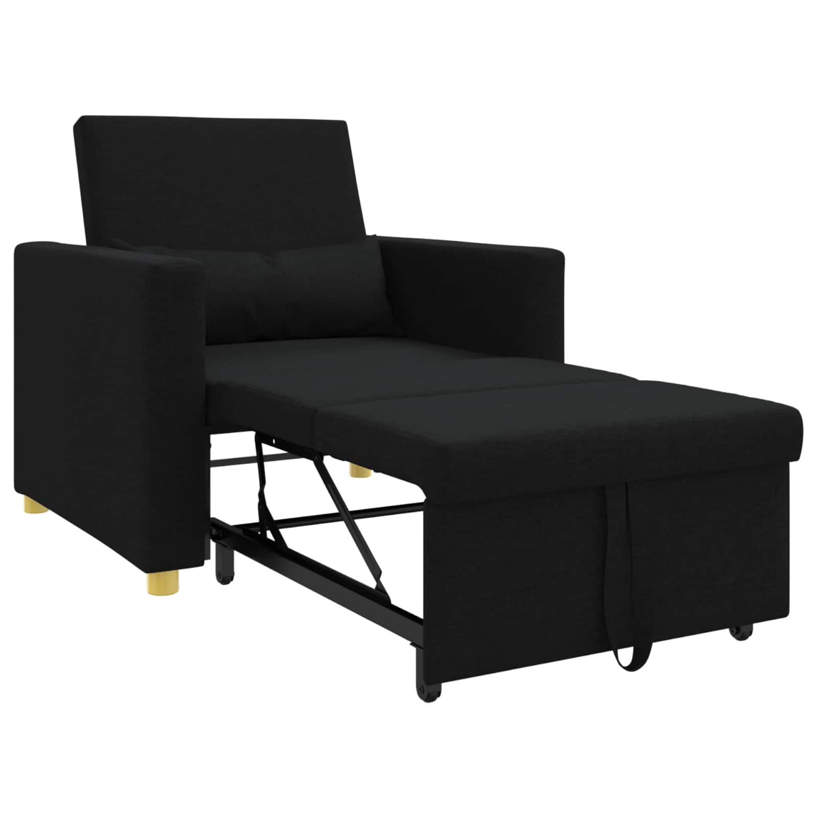 Pull out Sofa Bed Single Black 90 x 165 x 87 cm Fabric