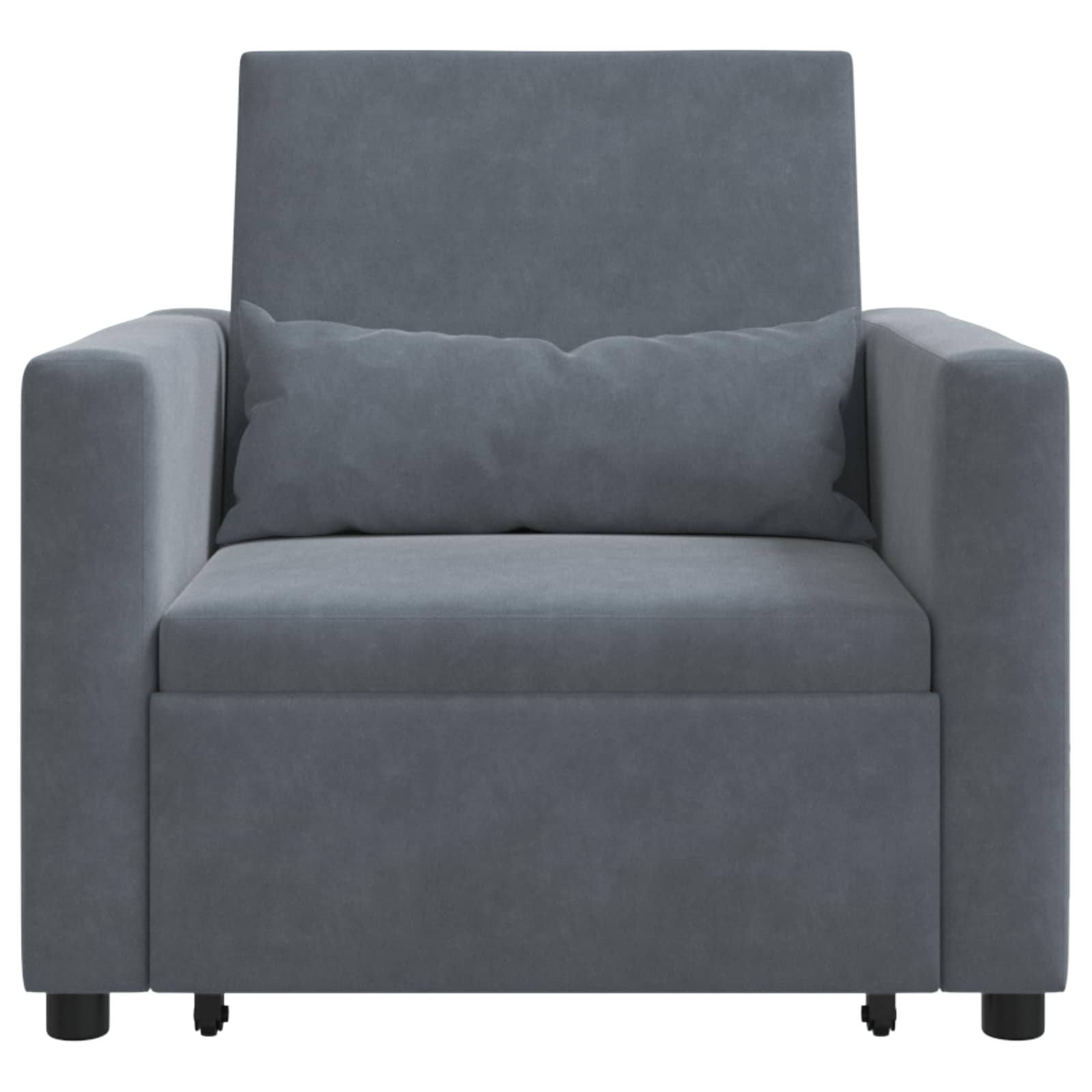 Pull out Sofa Bed Single with Wheels Dark grey Velvet