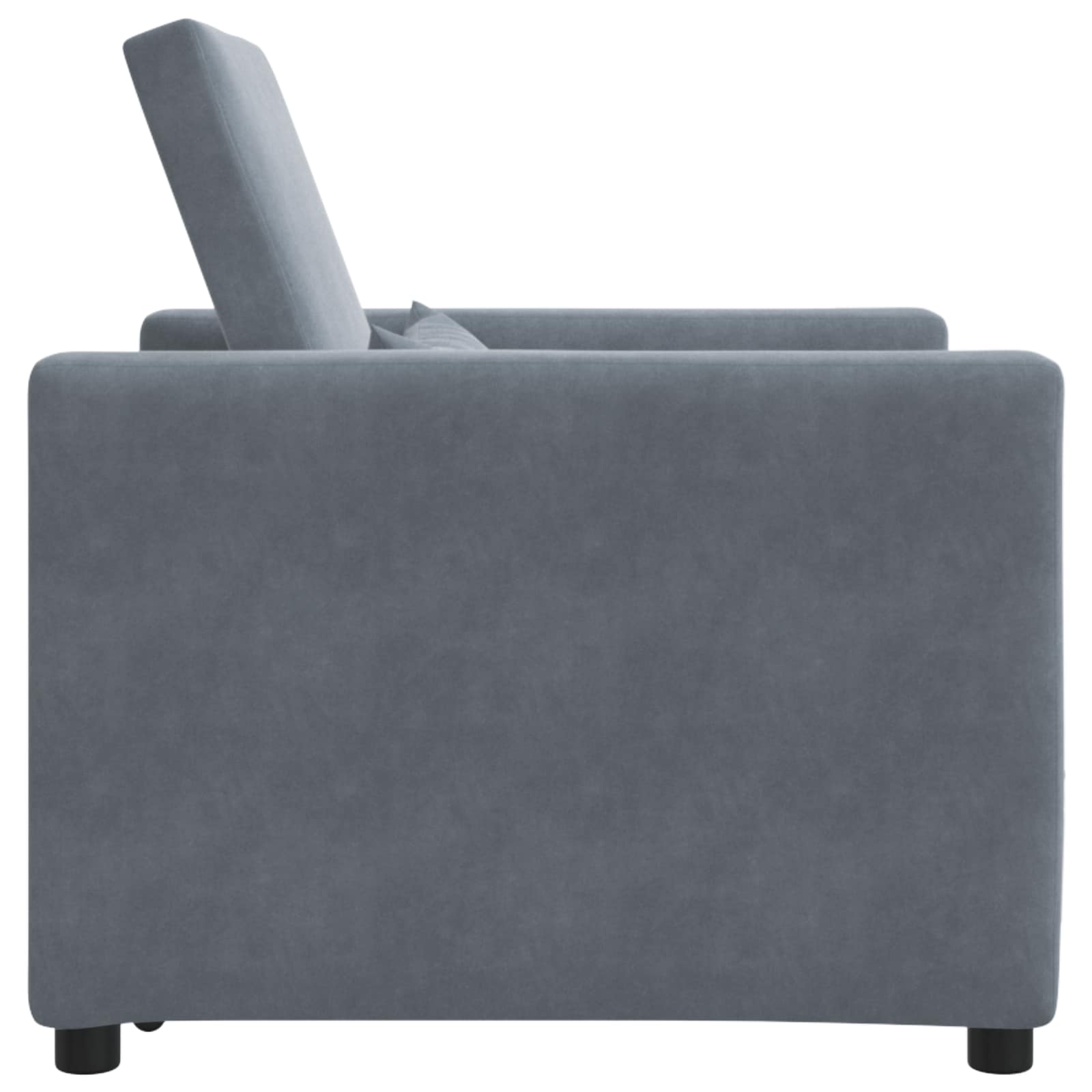 Pull out Sofa Bed Single with Wheels Dark grey Velvet
