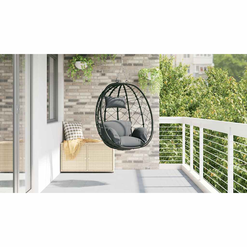 Hanging Egg Chair Anthracite 91.5 x 54.5 x 107 cm Poly Rattan