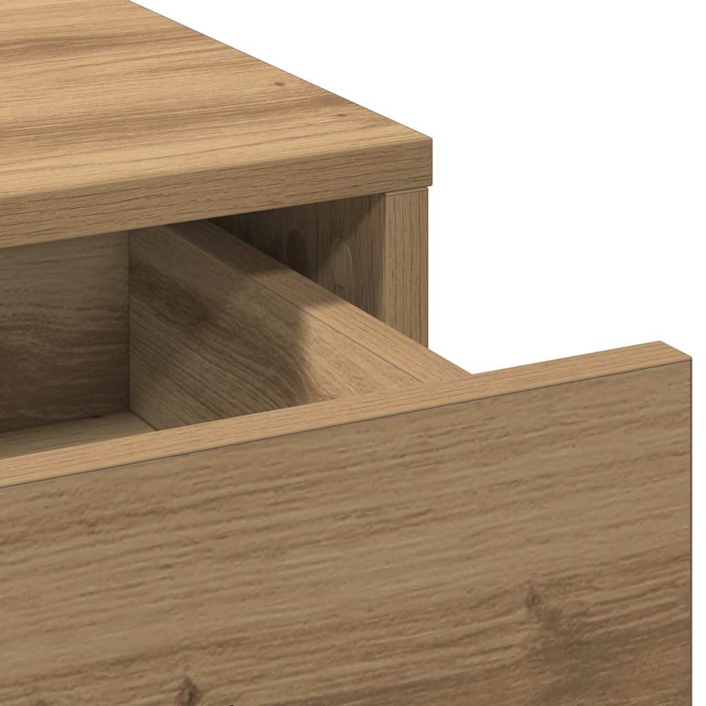 Dressing Table Set with LED 3 pcs Artisan Oak Engineered Wood