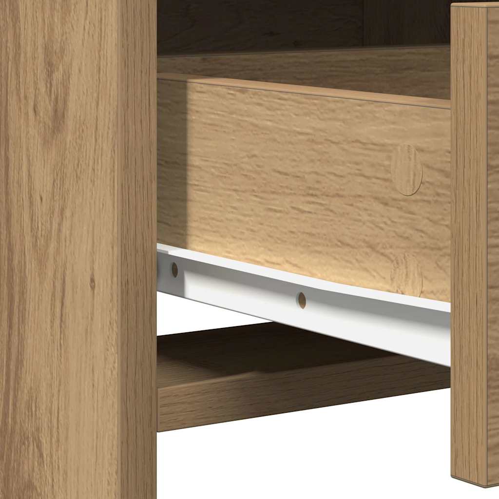Dressing Table Set with LED 3 pcs Artisan Oak Engineered Wood