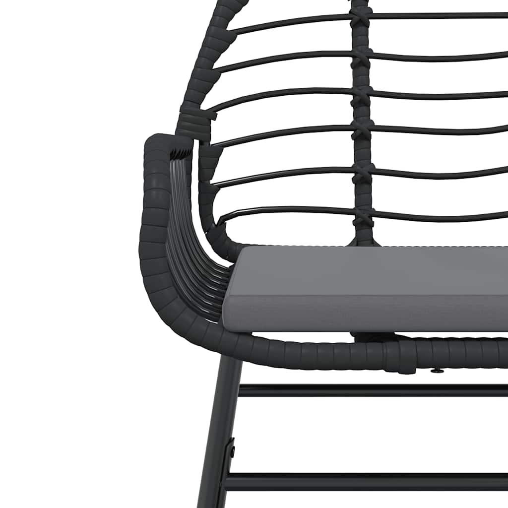 7 Piece Garden Dining Set with Cushions Black Poly Rattan Glass