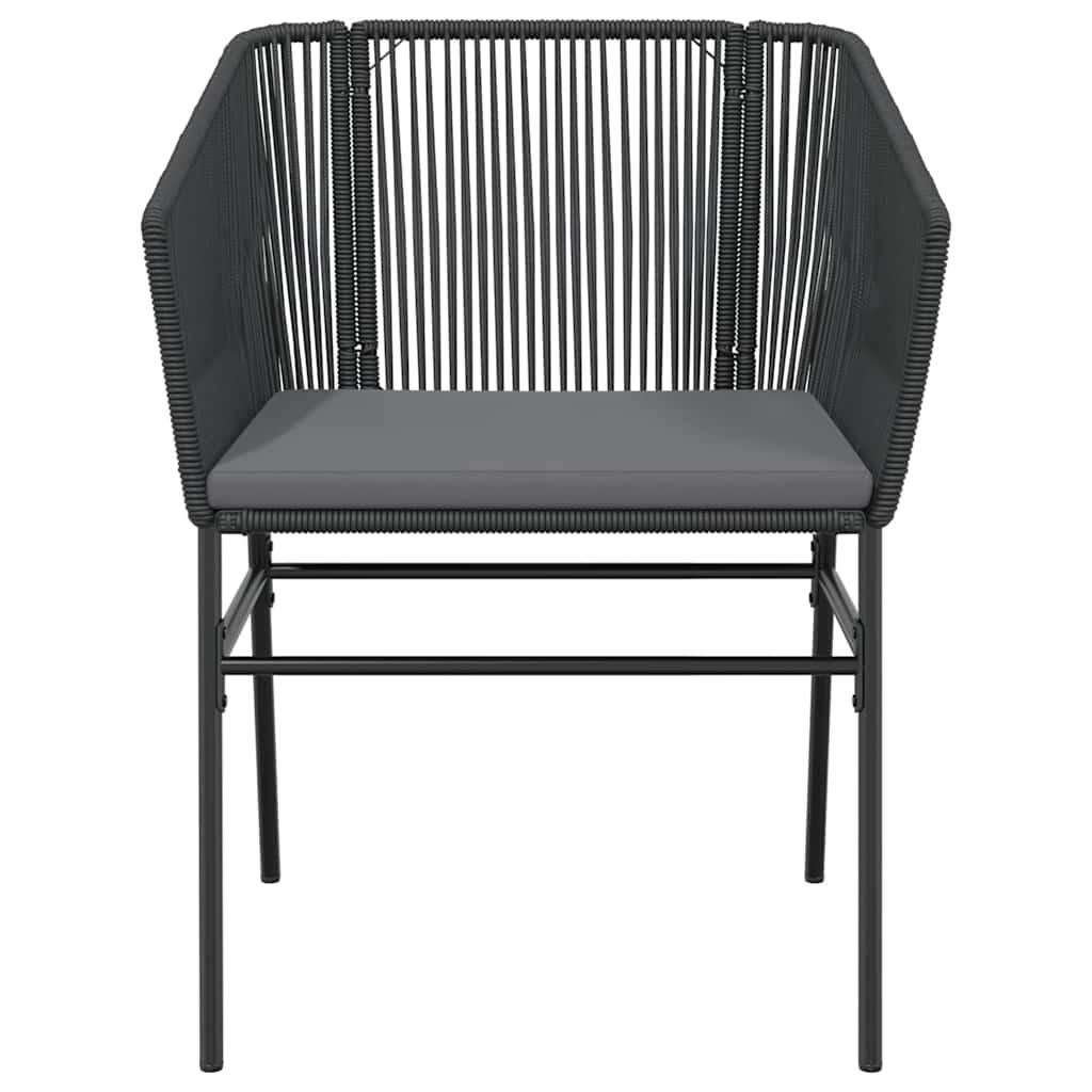 9 Piece Garden Dining Set with Cushions Black Poly Rattan Glass