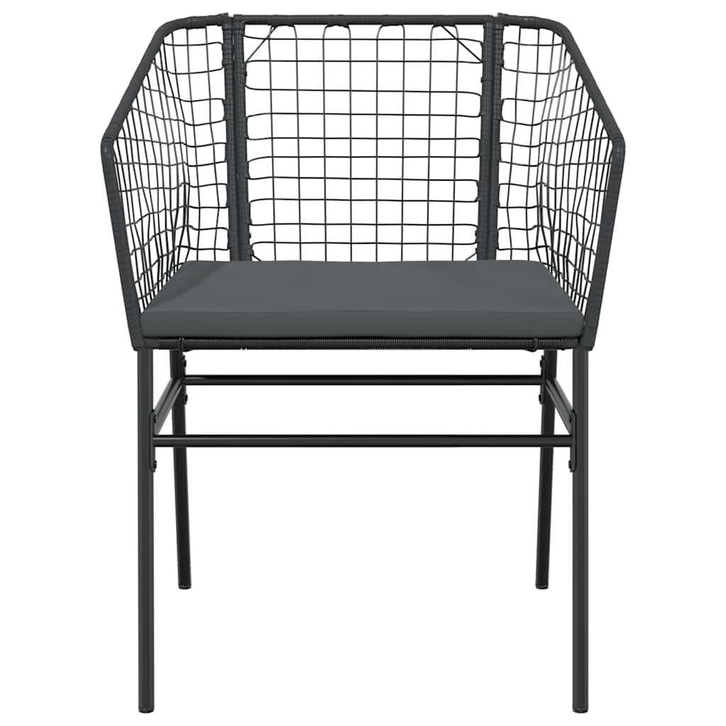9 Piece Garden Dining Set with Cushions Black Poly Rattan Glass