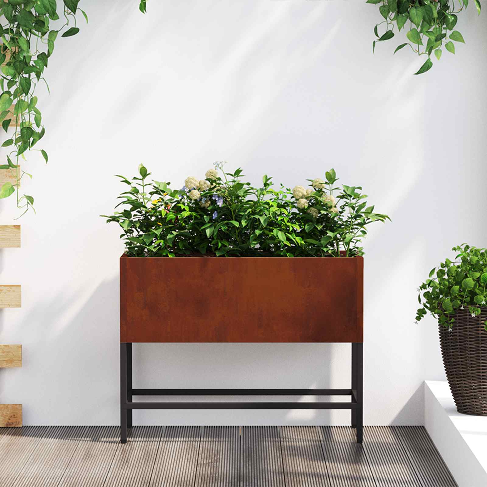 Raised Garden Planter Rusty 60 x 26 x 45 cm Weathering Steel
