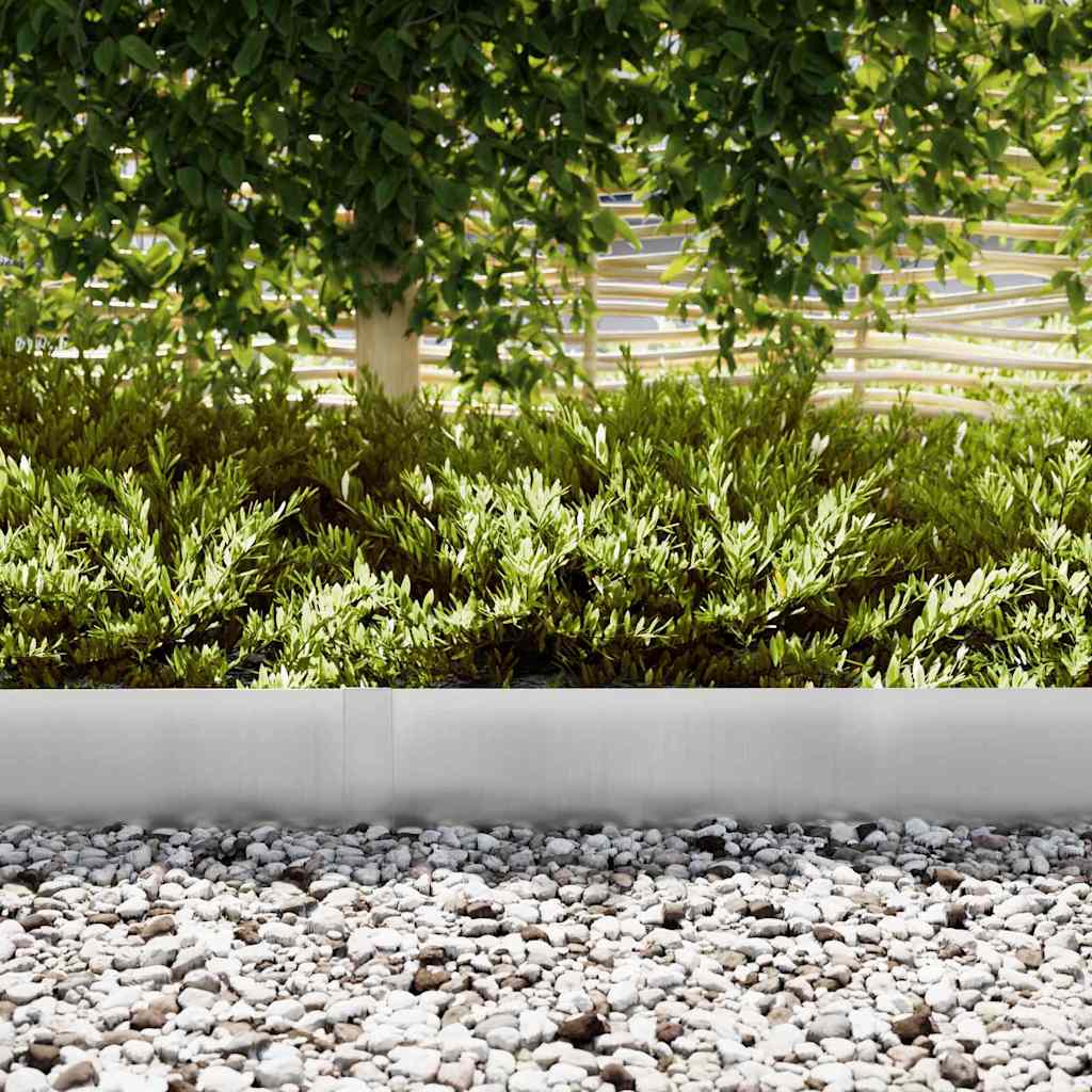 Lawn Edging 20 pcs 100 x 0.05 x 20 cm Galvanised Steel Silver