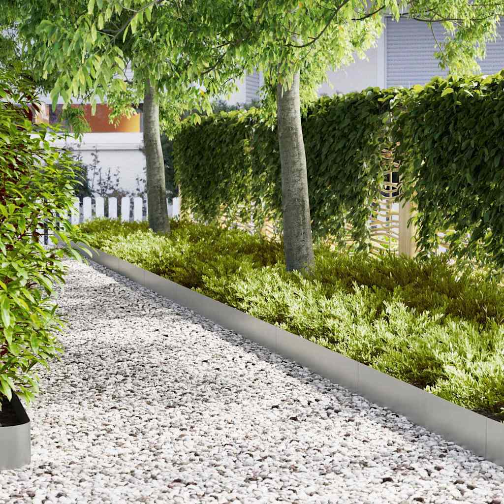 Lawn Edging 20 pcs 100 x 0.05 x 20 cm Galvanised Steel Silver