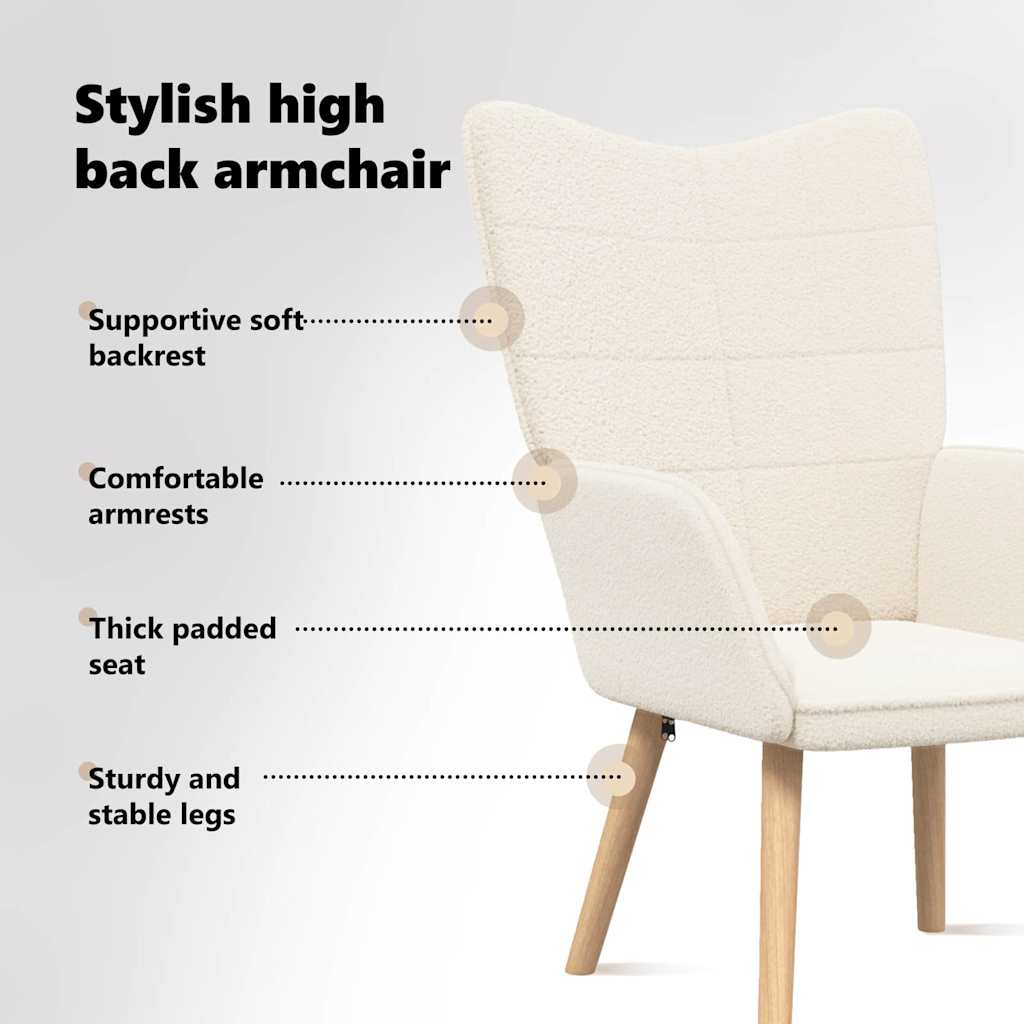 Armchair Cream 62 x 67 x 95,5 cm Sherpa Fabric