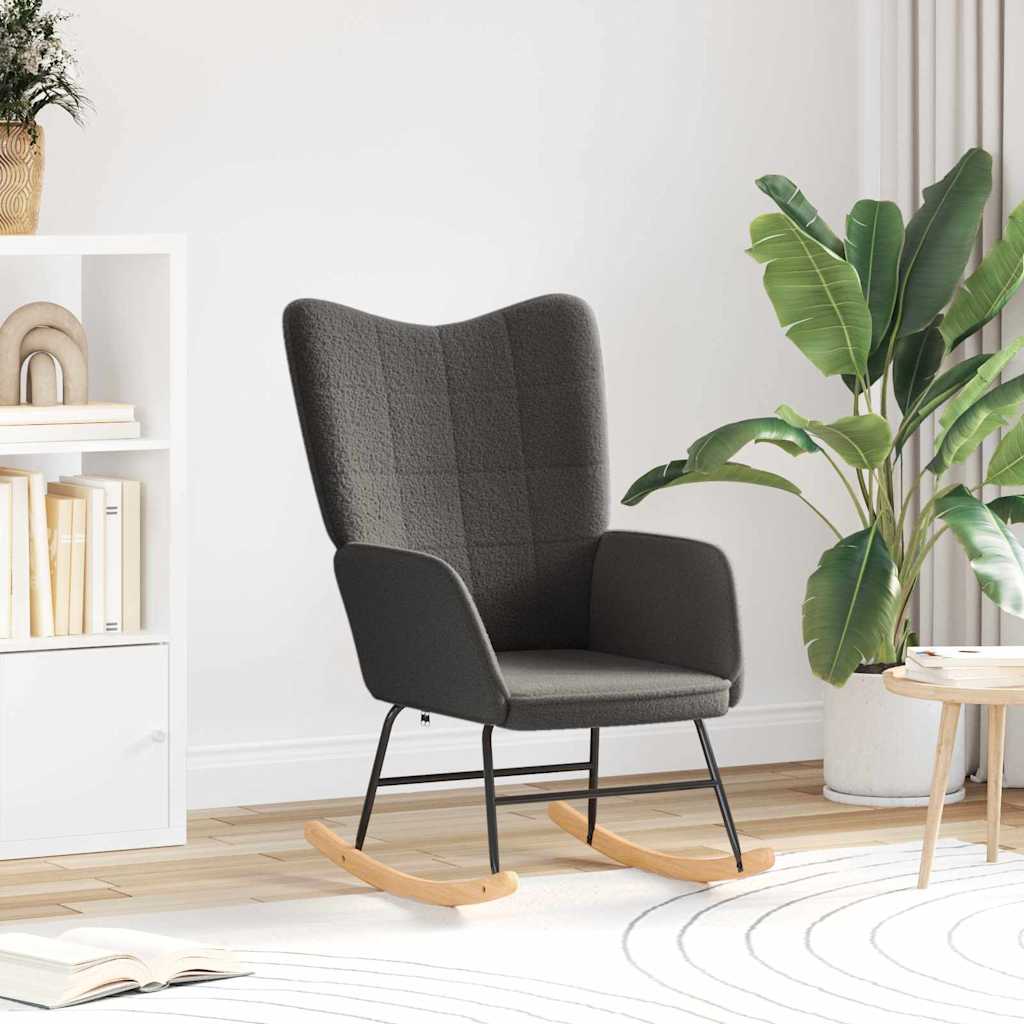 Rocking Chair Dark Grey Sherpa Fabric