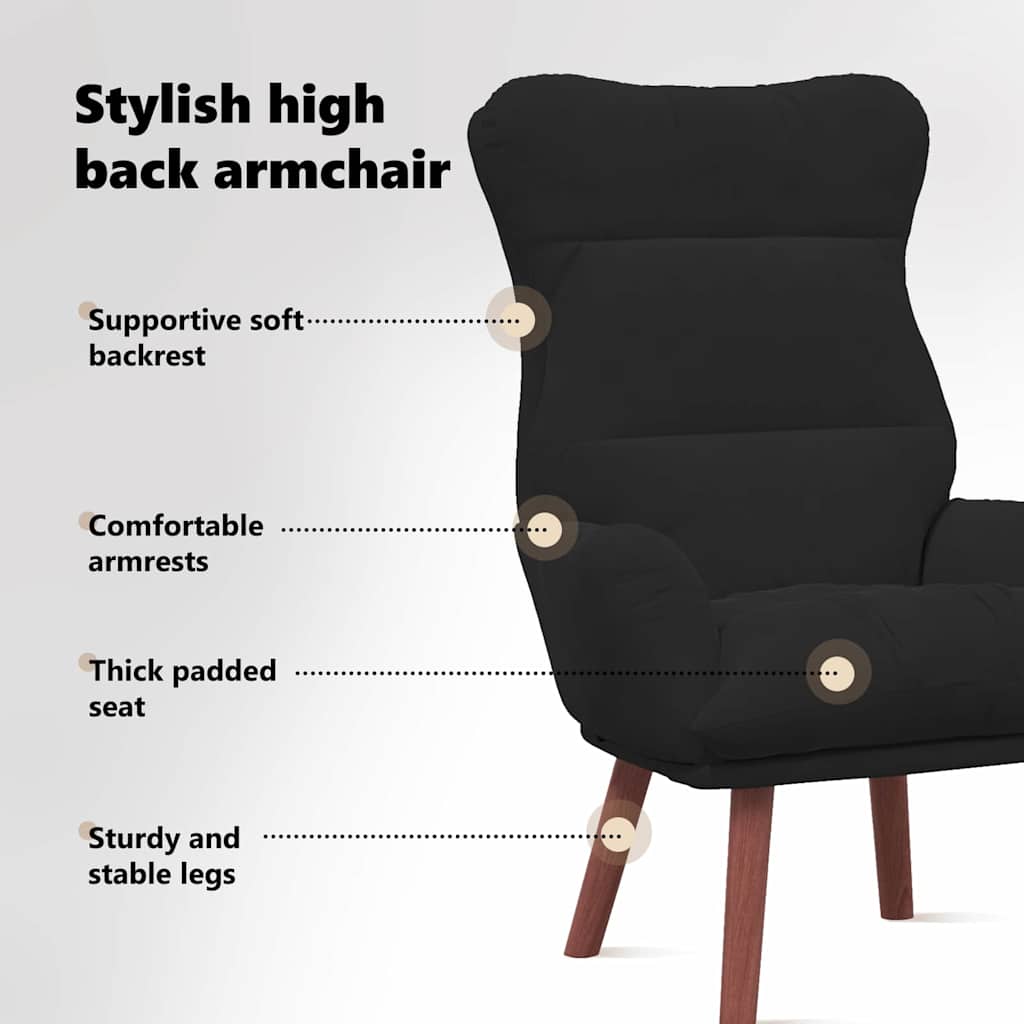 Armchair Black 69 x 74 x 93 cm Velvet