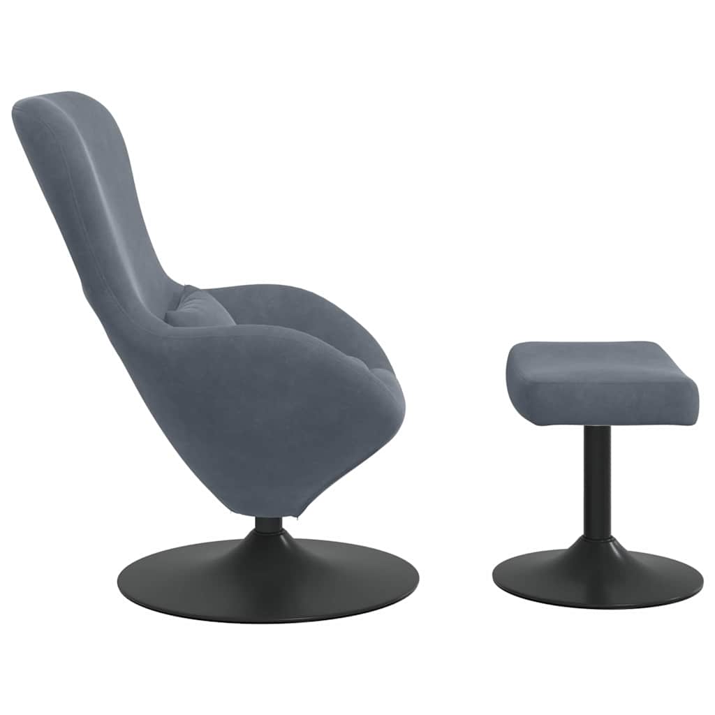 Egg Chair with Footstool Dark Grey Velvet