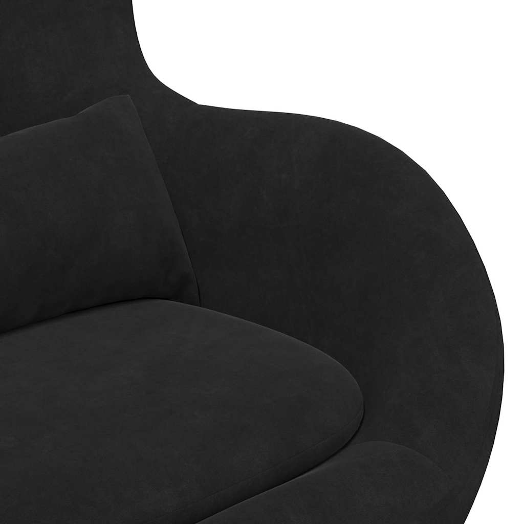 Egg Chair with Footstool Black Velvet