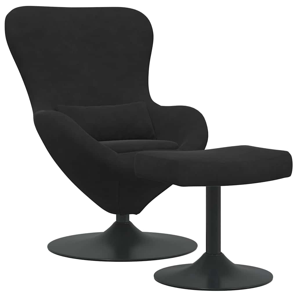 Egg Chair with Footstool Black Velvet