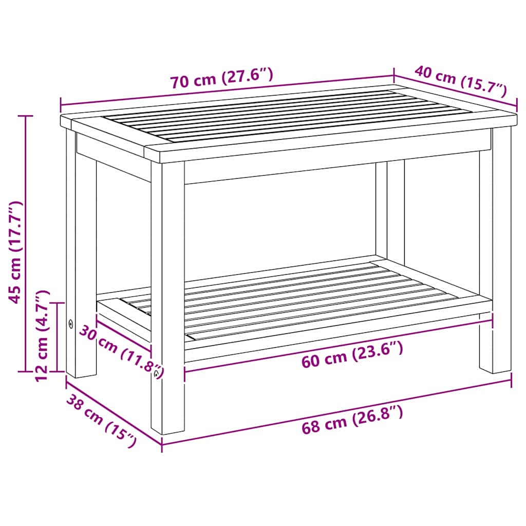 Coffee Table Brown 70 x 40 x 45 cm Solid acacia wood