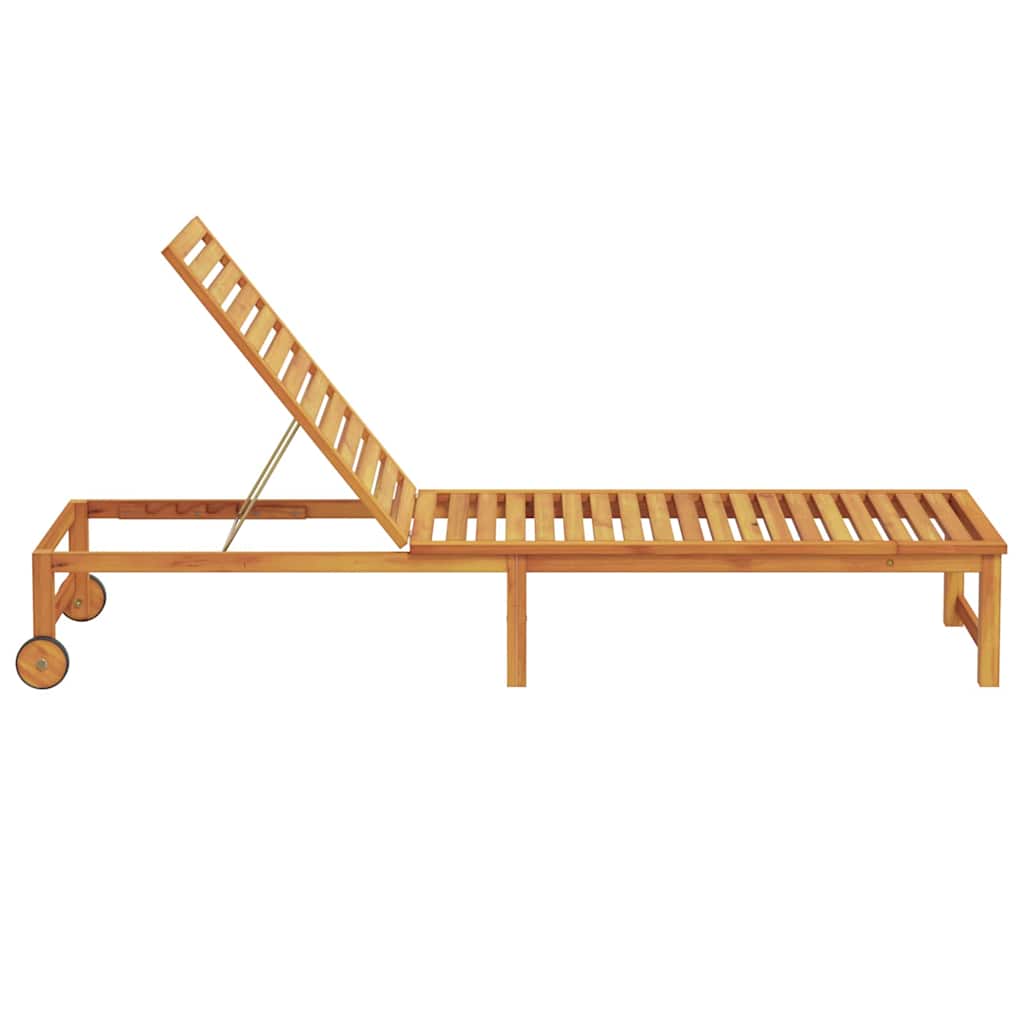 Sun Lounger Reclining Brown 202 x 53 x 89 cm Solid Acacia Wood