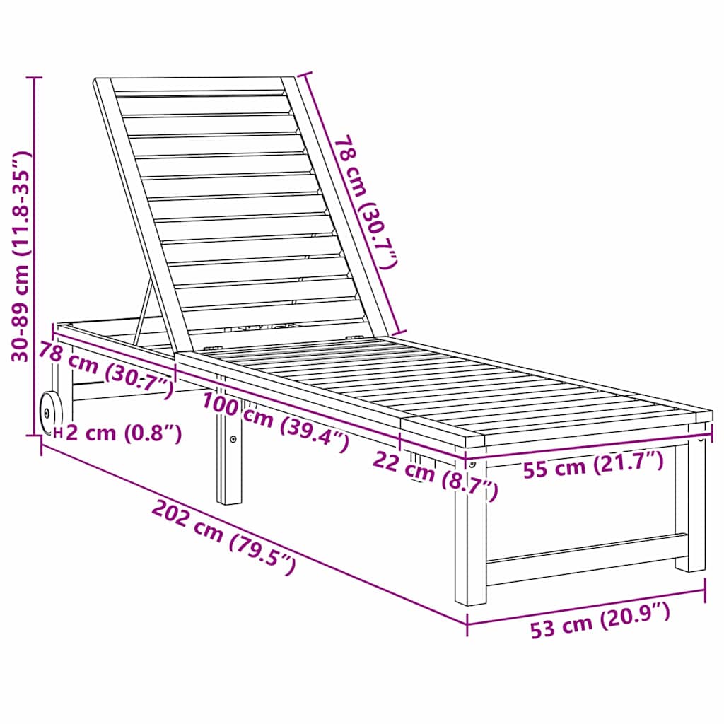 Sun Lounger Solid Acacia Wood Brown