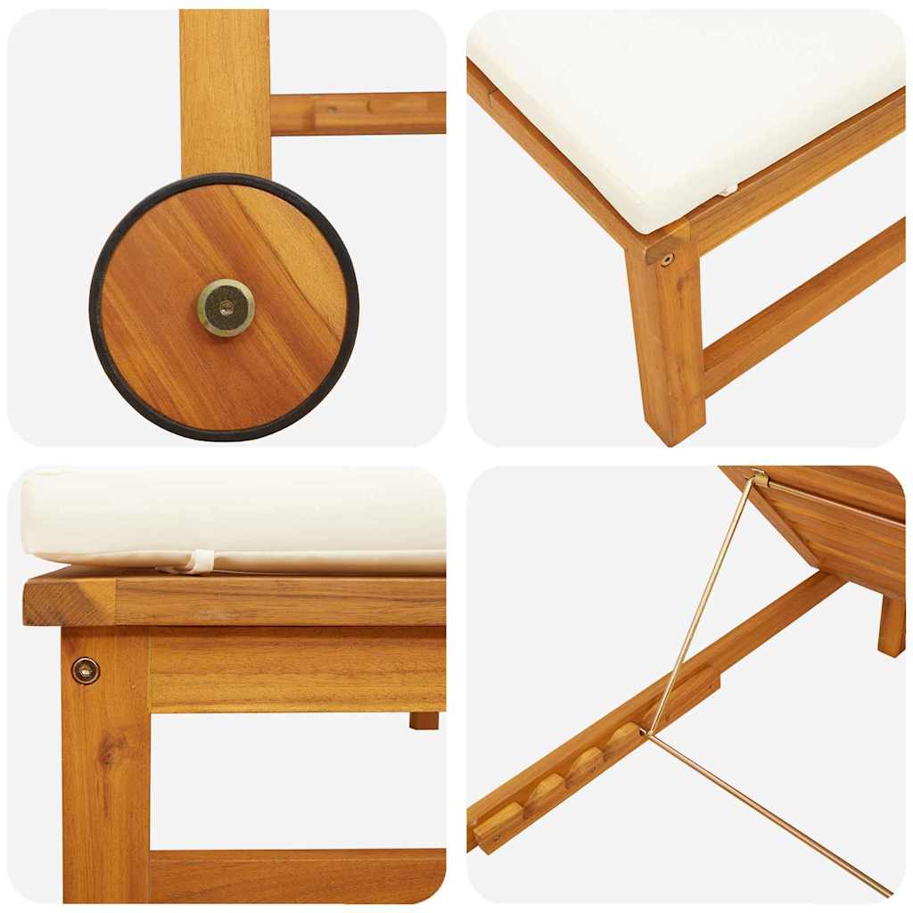 Sun Lounger Solid Acacia Wood Brown