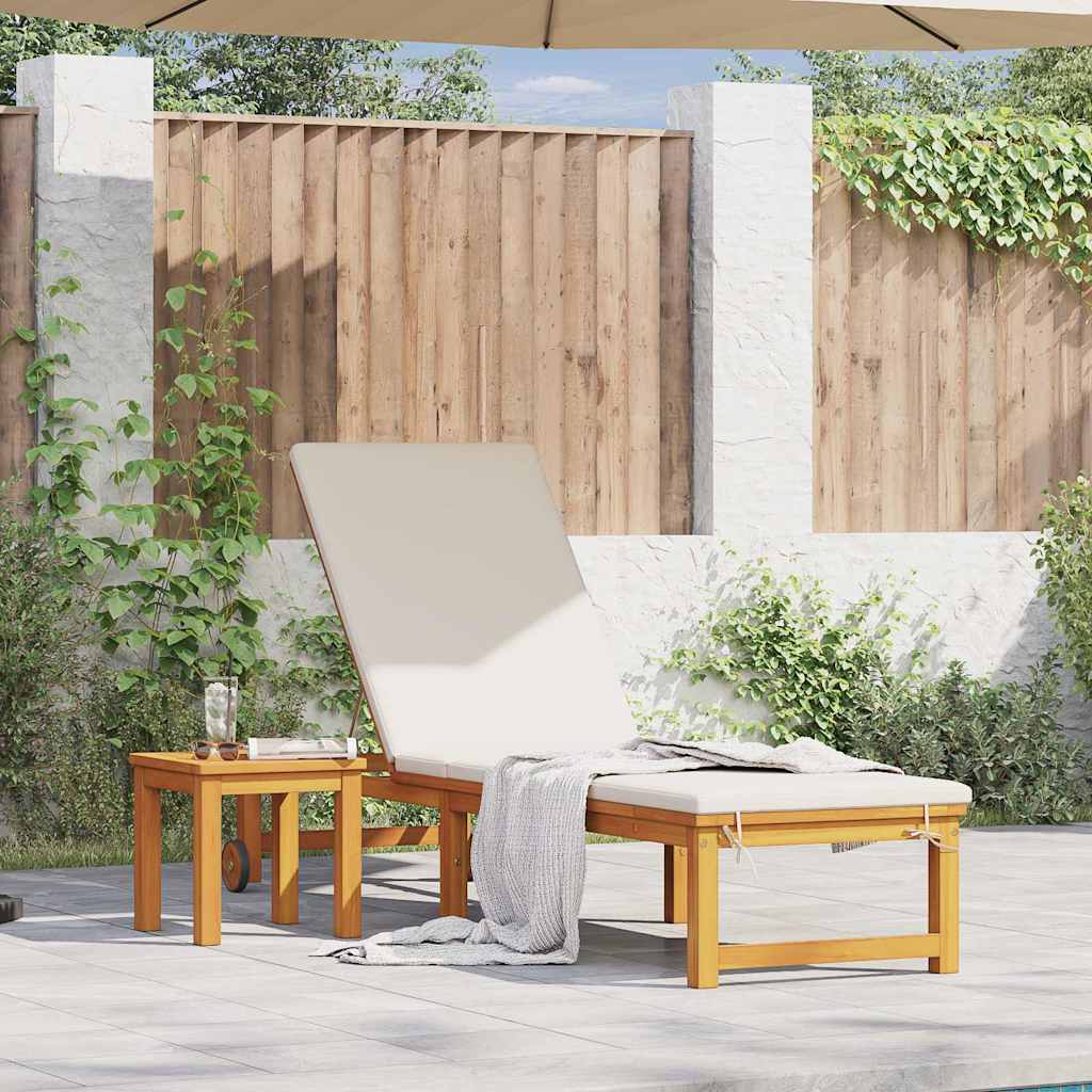 Sun Lounger Solid Acacia Wood Brown