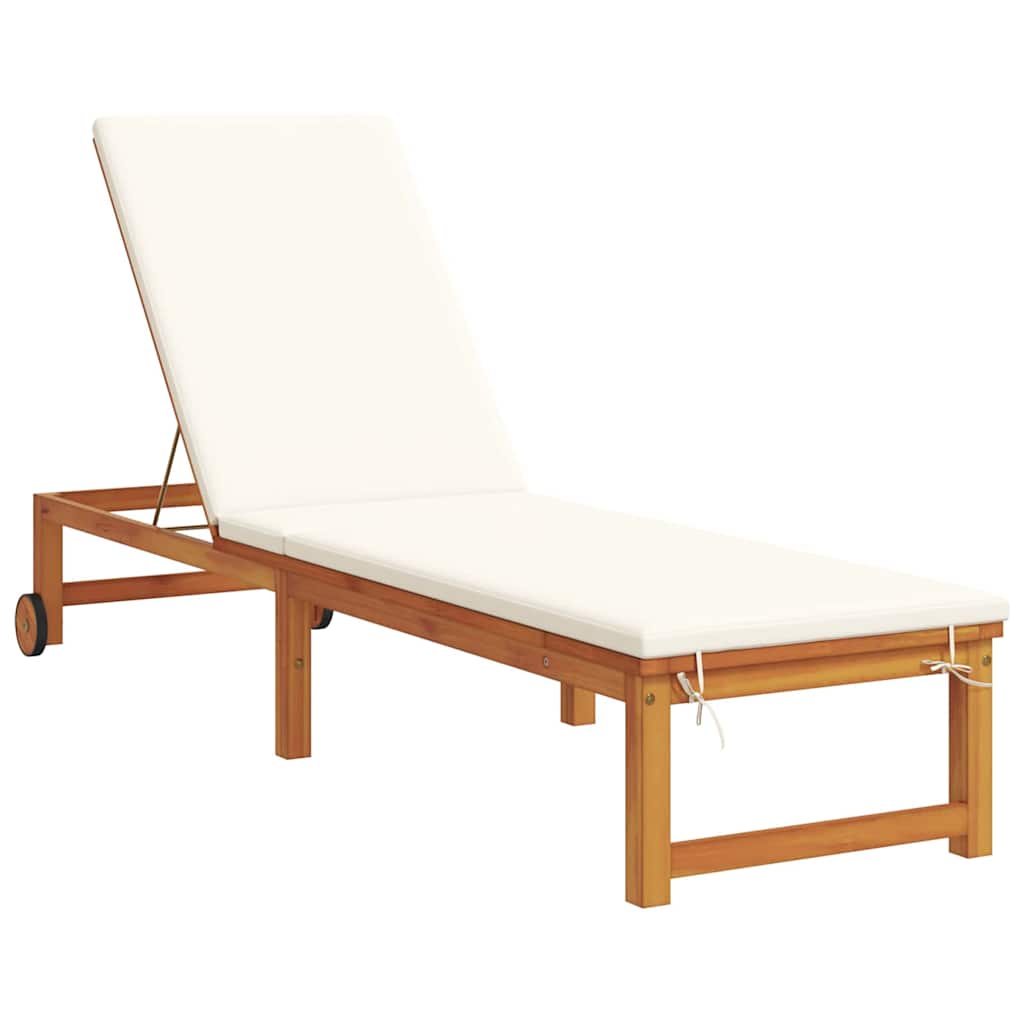 Sun Lounger Solid Acacia Wood Brown