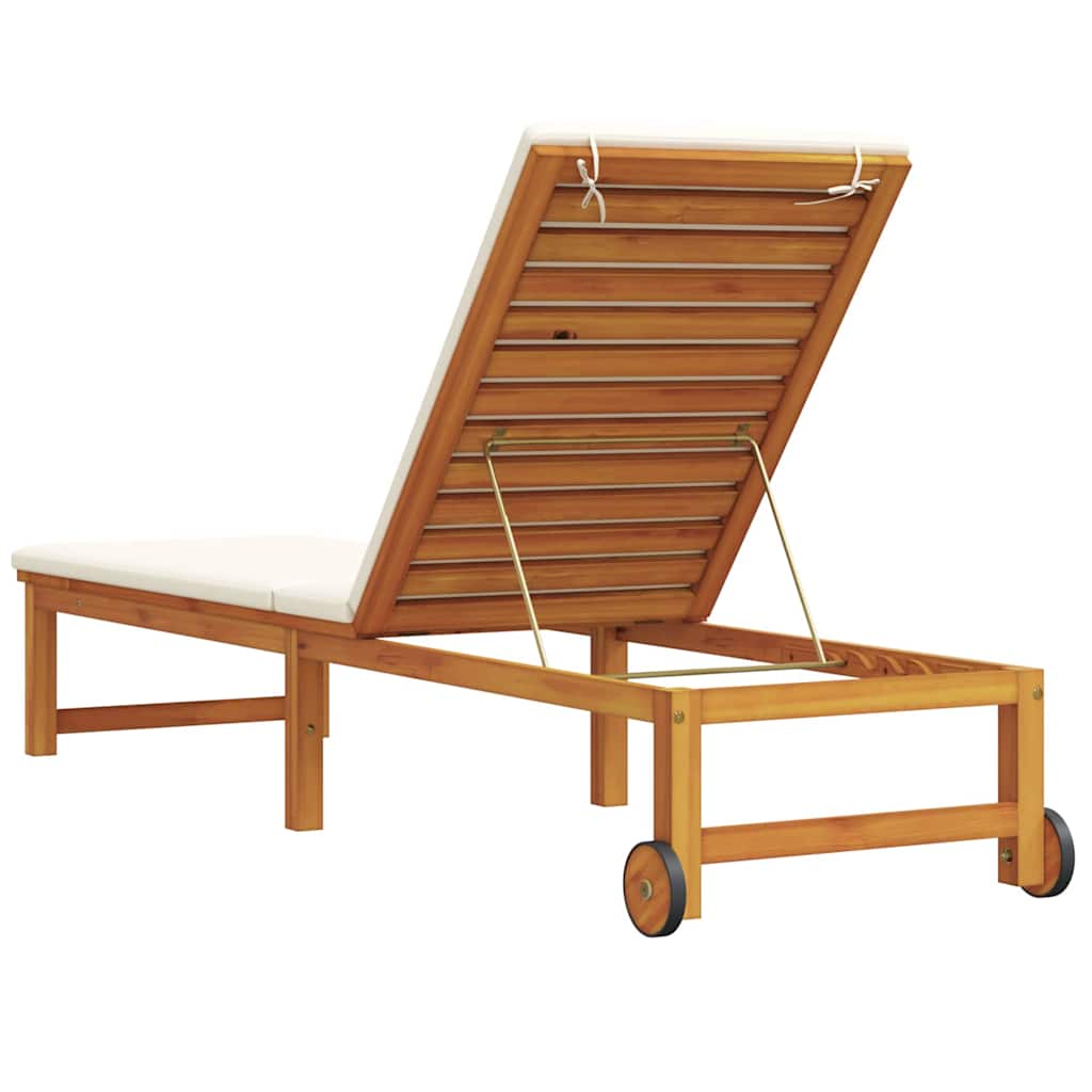Sun Lounger Reclining Brown 202 x 53 x 89 cm Solid Acacia Wood