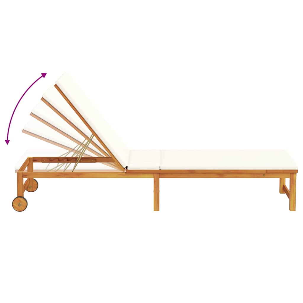 Sun Lounger Reclining Brown 202 x 53 x 89 cm Solid Acacia Wood
