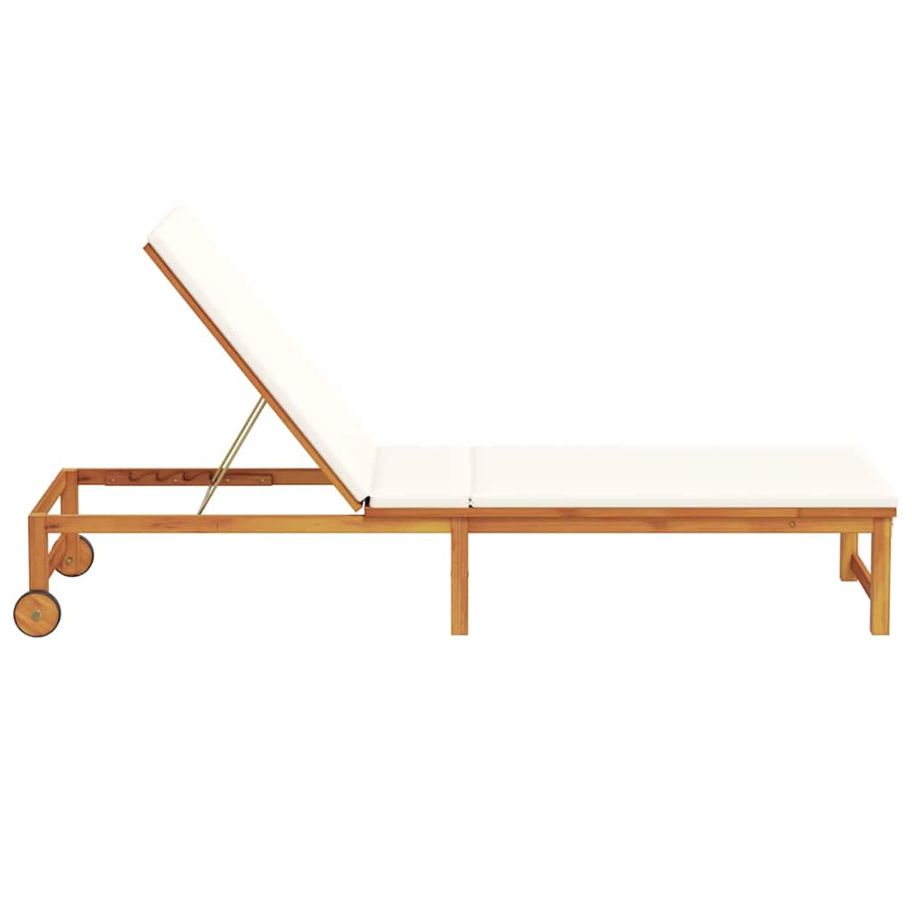 Sun Lounger Reclining Brown 202 x 53 x 89 cm Solid Acacia Wood