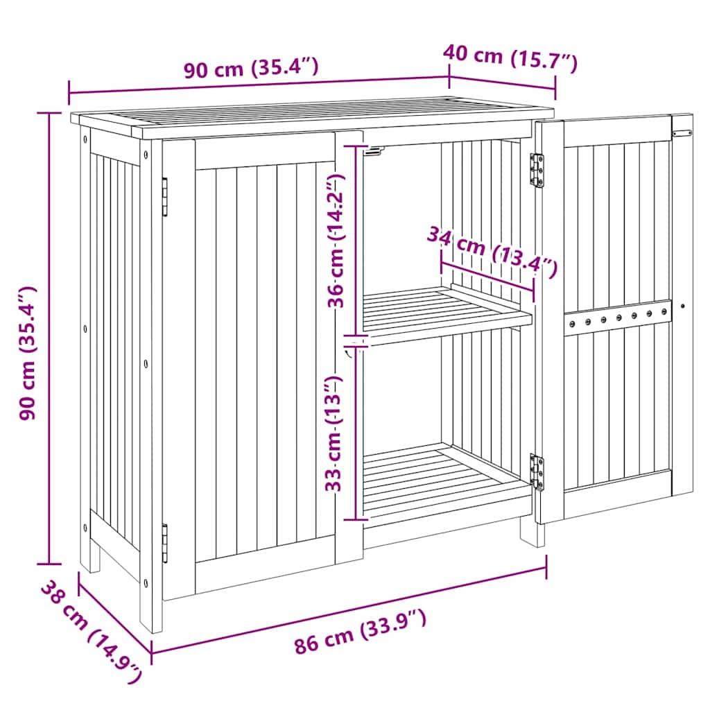 Garden Cabinet with Shelf with Door Natural Solid Acacia Wood