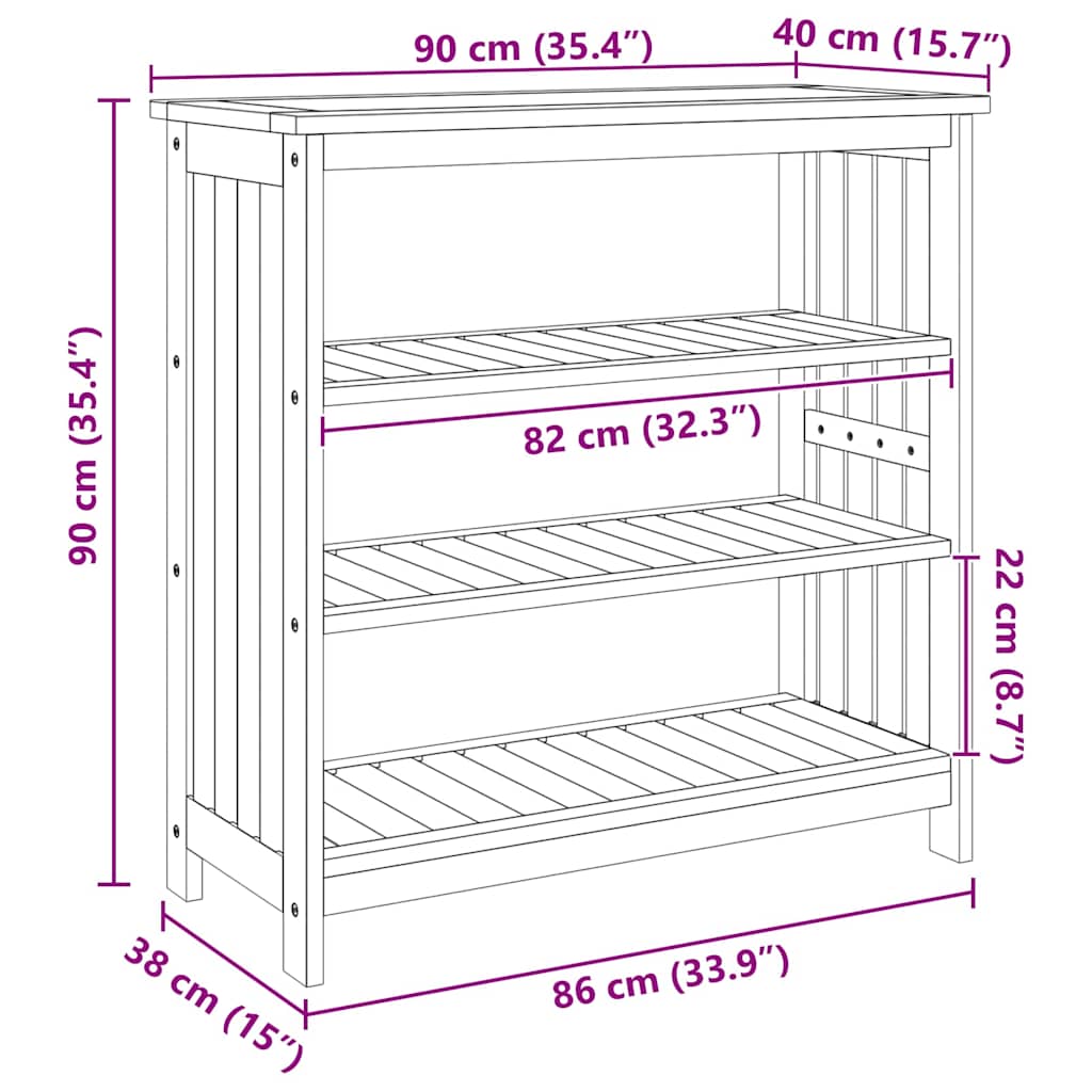 Garden Cabinet Natural 90 x 40 x 90cm Solid Acacia Wood
